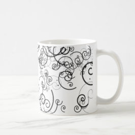 Taza De Café Doodles blancos y negros artsy de los remolinos