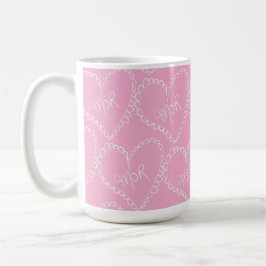 Taza De Café Doodles Corazones Negros Día de San Valentín Rosa