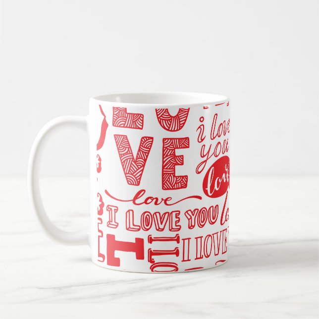 Taza De Café Doodles de amor dibujados a mano de fondo transpar (Izquierda)
