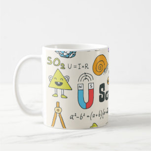Taza De Café Doodles de ciencia: conjunto de escuelas de mano.