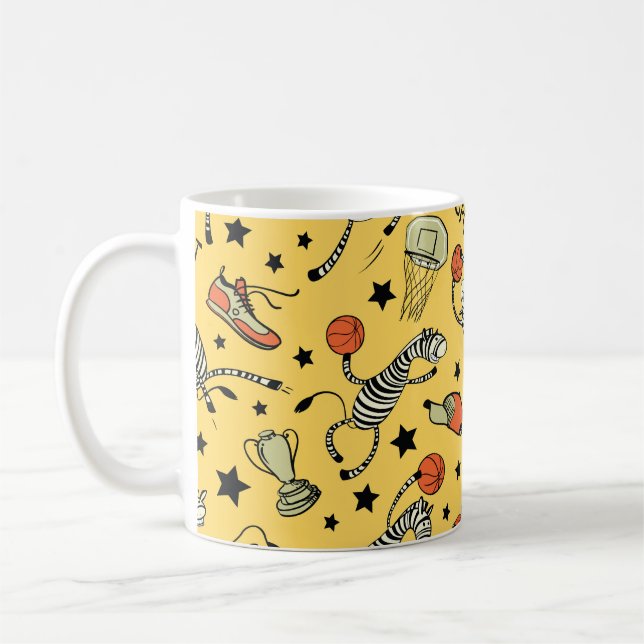 Taza De Café Doodles de Courtside: Fantasia de baloncesto de ce (Izquierda)