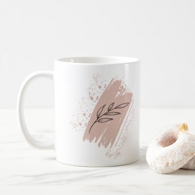 Taza De Café Doodles de hojas silvestres (Con donut)
