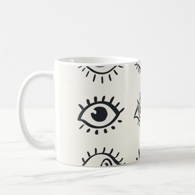Taza De Café Doodles de ojos antiguos: bocetos de moda (Izquierda)