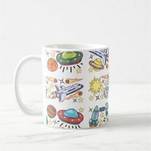 Taza De Café Doodles del espacio ultraterrestre dibujados a man