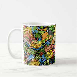 Taza De Café Doodles personalizados de Hawaii patrón sin fisura