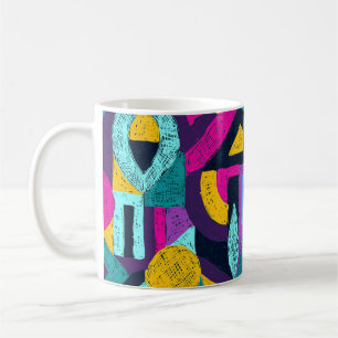 Taza De Café Doodles retro: arte pop geométrico.