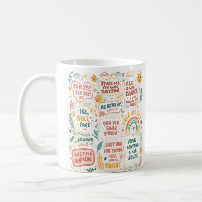 Taza De Café Doodles significativos para un hogar feliz (Izquierda)