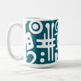 Taza De Café Doodles verde azulados y blancos oscuros 1 de 4