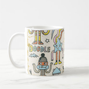 Taza De Café Doodles Wacky: Conjunto de caracteres de época