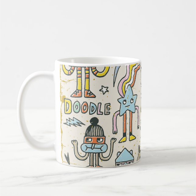 Taza De Café Doodles Wacky: Conjunto de caracteres de época (Izquierda)