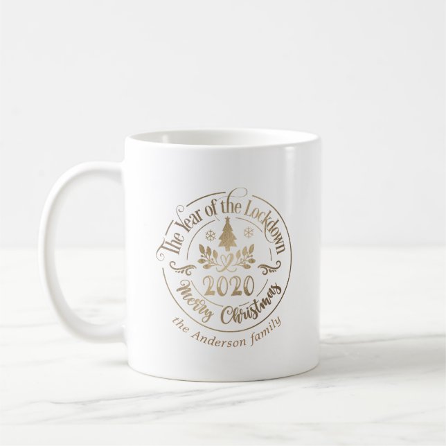 Taza De Café dorado del año de cierre de vacaciones felices (Izquierda)