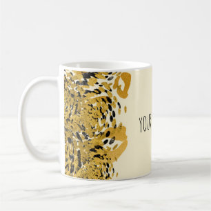 Taza De Café Dorado y negro exótica jungla Cheetah Glam Cream