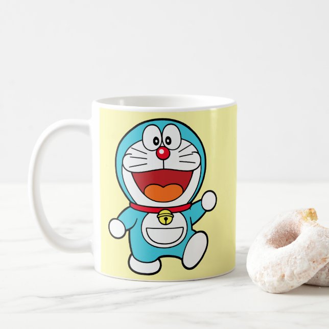 Taza De Café Doraemon Feliz (Con donut)