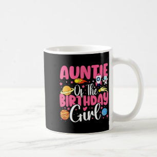 Taza De Café Dos a la luna tía de la niña cumpleañera astronaut