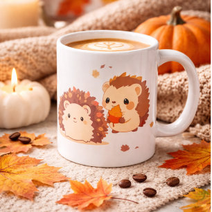 Taza De Café Dos adorables erizos de otoño – Animales Kawaii