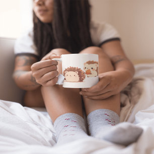 Taza De Café Dos adorables erizos de otoño – Animales Kawaii