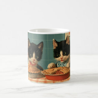 Taza De Café Dos adorables gatitos esmoquin horneando tartas