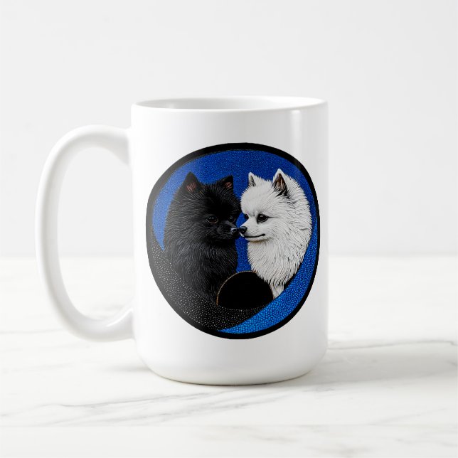 Taza De Café Dos adorables perros spitz (Izquierda)