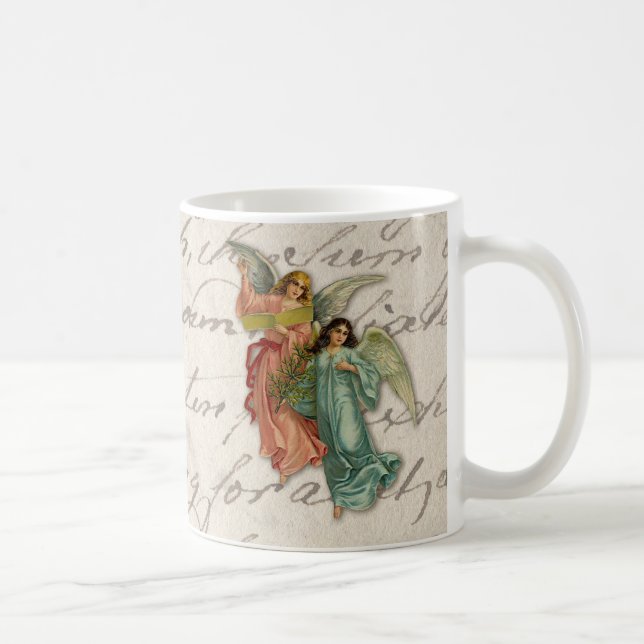 Taza De Café Dos ángeles del navidad - pedazo del Victorian (Derecha)