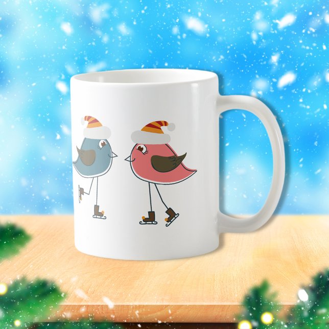 Taza De Café Dos Aves de Nieve Patinando Hielo (Subido por el creador)