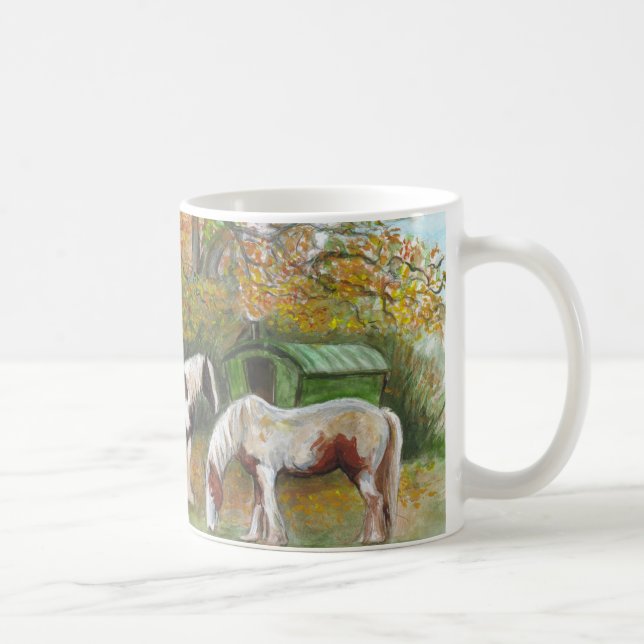 Taza De Café Dos caballos y un carro gitano (Derecha)