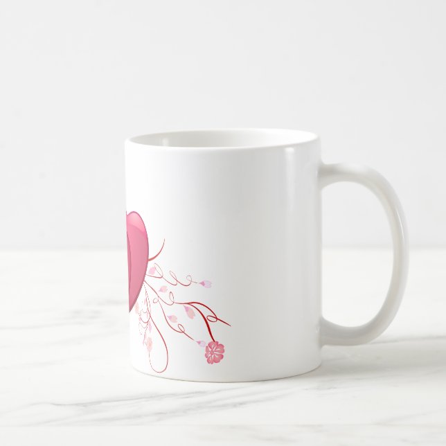 Taza De Café Dos corazones rosados (Derecha)
