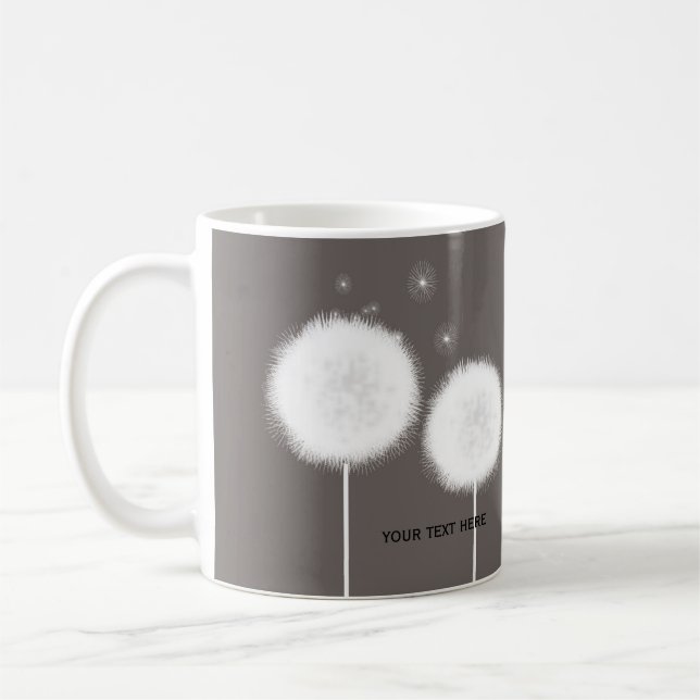 Taza De Café Dos Dandelions Taupe Rustic Coffee Tea (Izquierda)