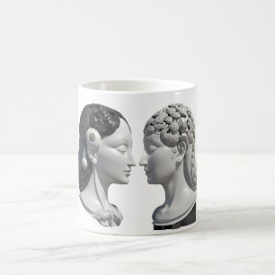 Taza De Café dos elementos opuestos del cerebro y el corazón