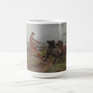 Taza De Café Dos estribaciones de Shetland en un polvoriento pa