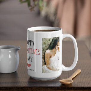 Taza De Café Dos fotos   Feliz Día de San Valentín   Doble rega