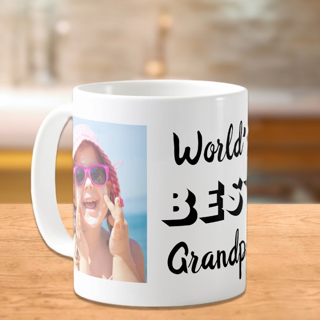 Taza De Café Dos fotos personalizadas del mejor abuelo del mund (Subido por el creador)
