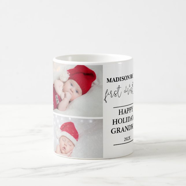 Taza De Café Dos fotos primera abuela de Navidad Mug (Centro)