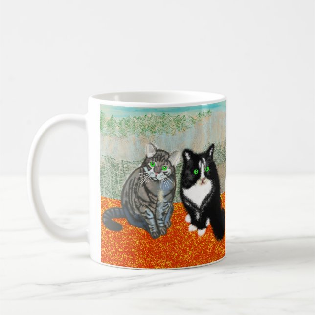 Taza De Café Dos gatos comparten tu descanso para el café (Izquierda)
