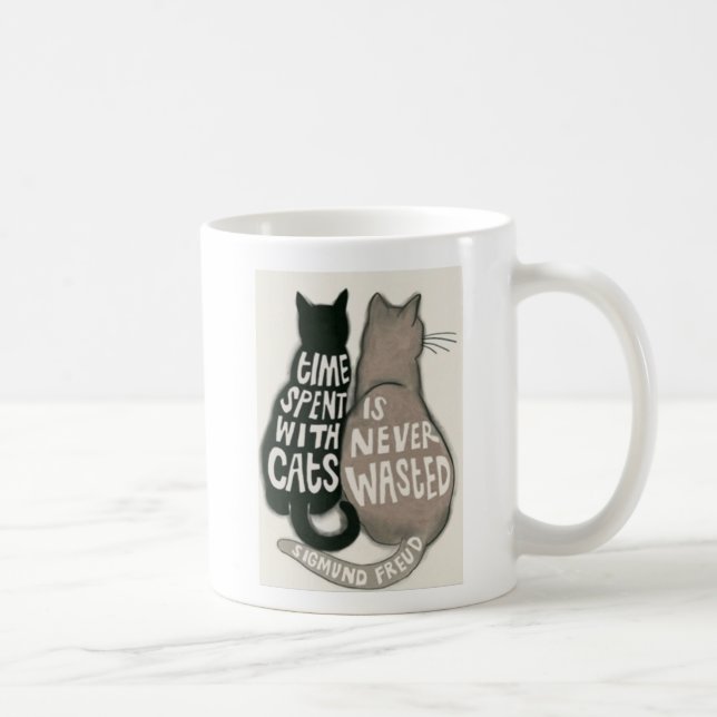 Taza De Café Dos gatos con la frase de Freud (Derecha)