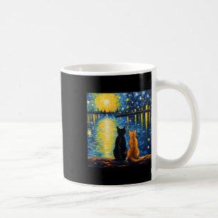 Taza De Café Dos gatos Starry Night Lover Gato Arte Pintar Kitt