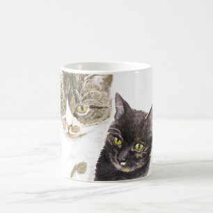 Taza De Café Dos gatos - tabby y tortie