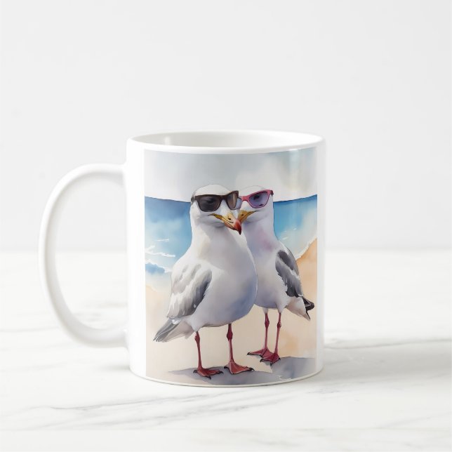 Taza De Café Dos gaviotas cortas enamoradas (Izquierda)