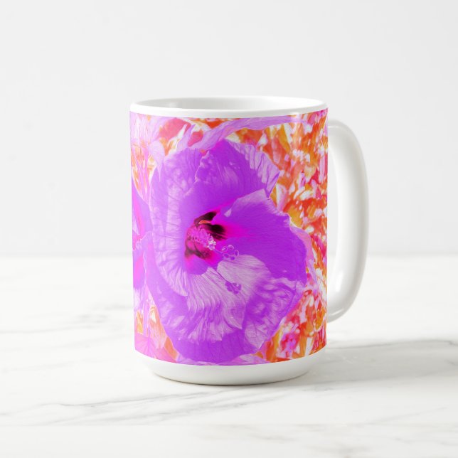 Taza De Café Dos hibiscus loco de ciruela morada y caliente en  (Anverso derecho)