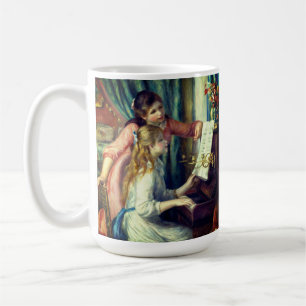 Taza De Café Dos jóvenes Chicas en el piano de Renoir: