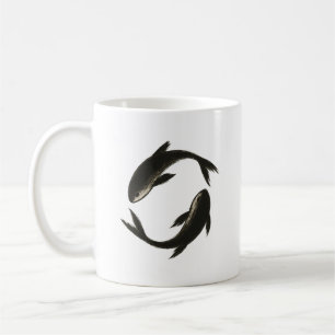 Taza De Café Dos Koi - Pescado de pincel de tinta sobre
