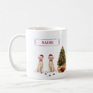 Taza De Café Dos Labrador Retrievers Perro Divertido de Navidad