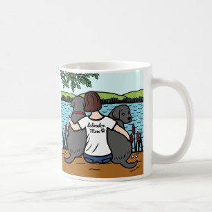 Taza De Café Dos Labradors negro y mamá