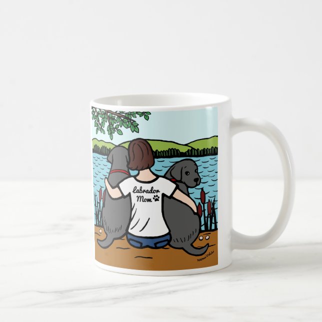 Taza De Café Dos Labradors negro y mamá (Derecha)