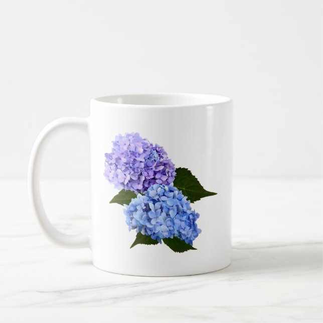 Taza De Café Dos lavanda de Hydrangea y azul (Izquierda)
