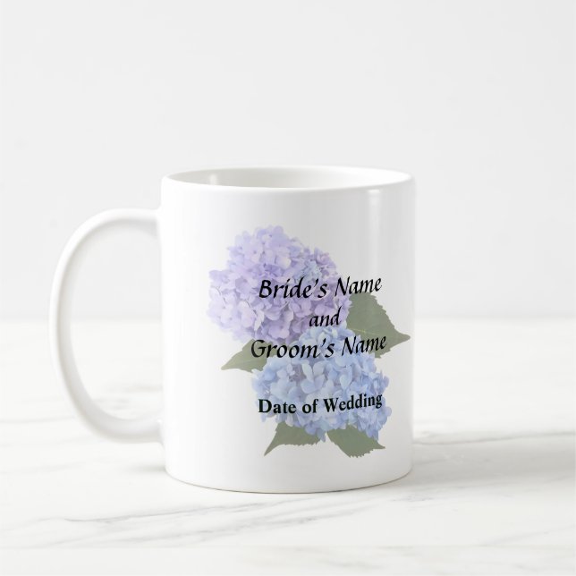 Taza De Café Dos lavanda de Hydrangea y azul (Izquierda)
