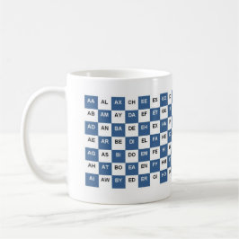 Taza De Café Dos letras Intrl azul y blanca. versión