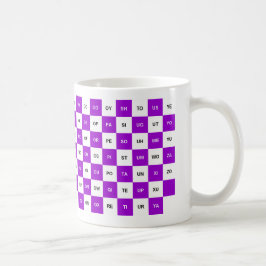 Taza De Café Dos letras Intrl púrpura y blanca. versión