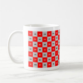 Taza De Café Dos letras mug rojo y gris Intrl. versión