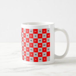 Taza De Café Dos letras mug rojo y gris Intrl. versión