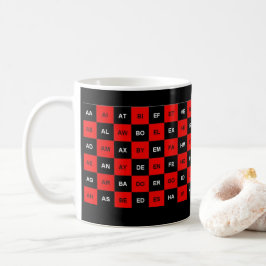 Taza De Café dos letras palabras rojo y negro versión en EE.UU.